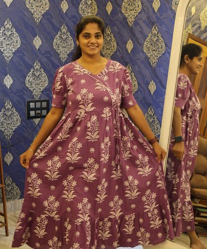 Cotton Frock Purple Floral