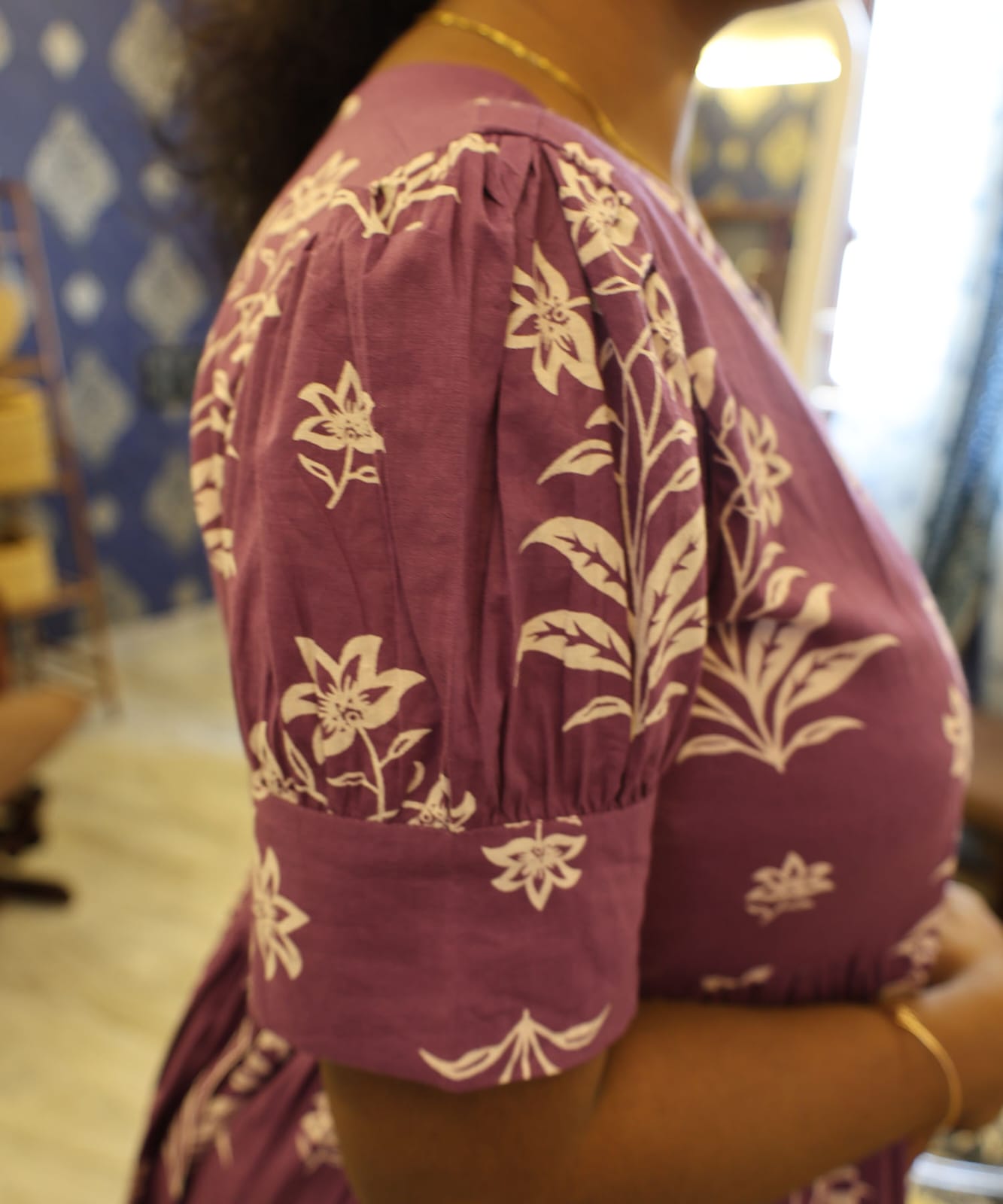 Cotton Frock Purple Floral - Image 5