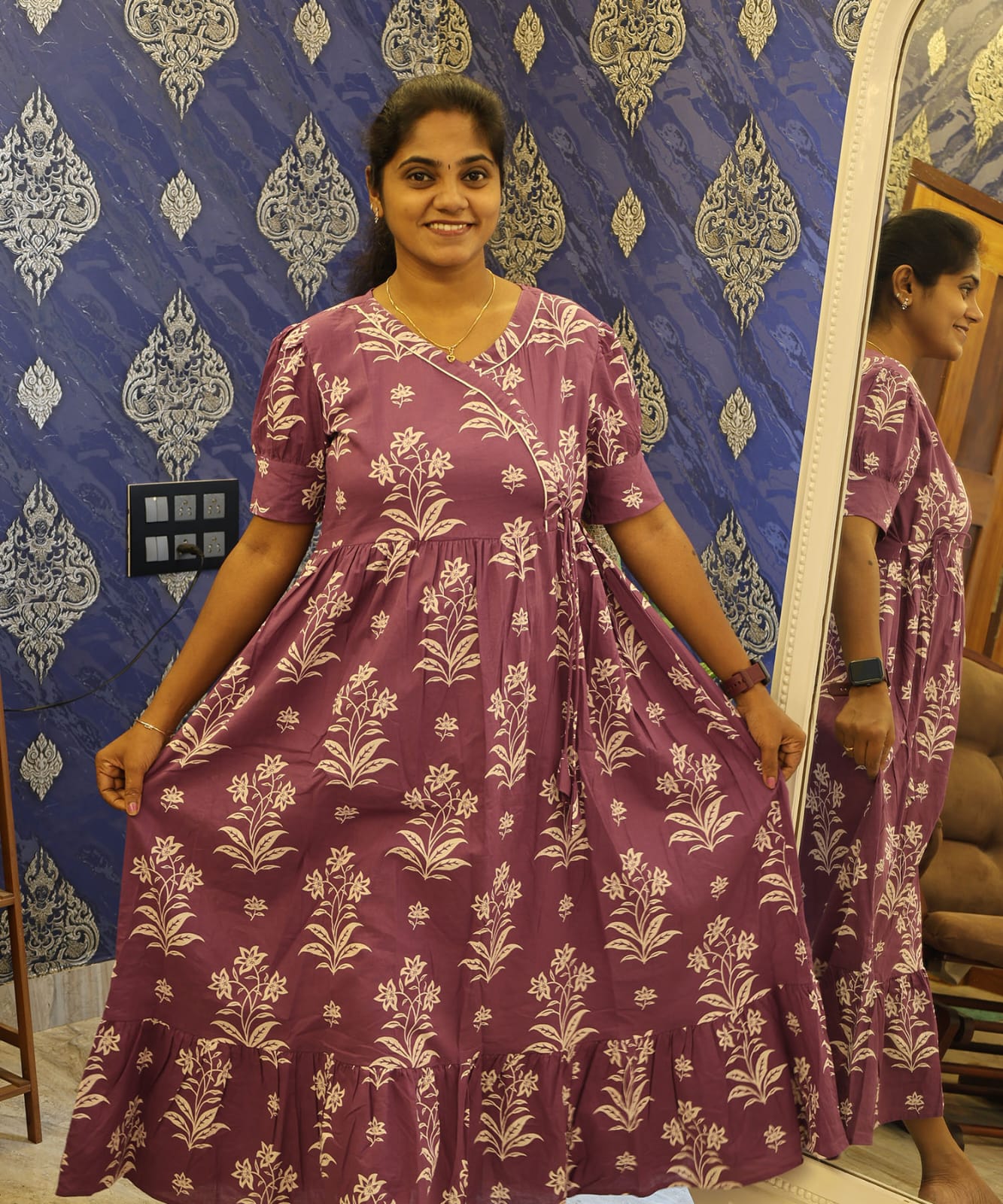 Cotton Frock Purple Floral