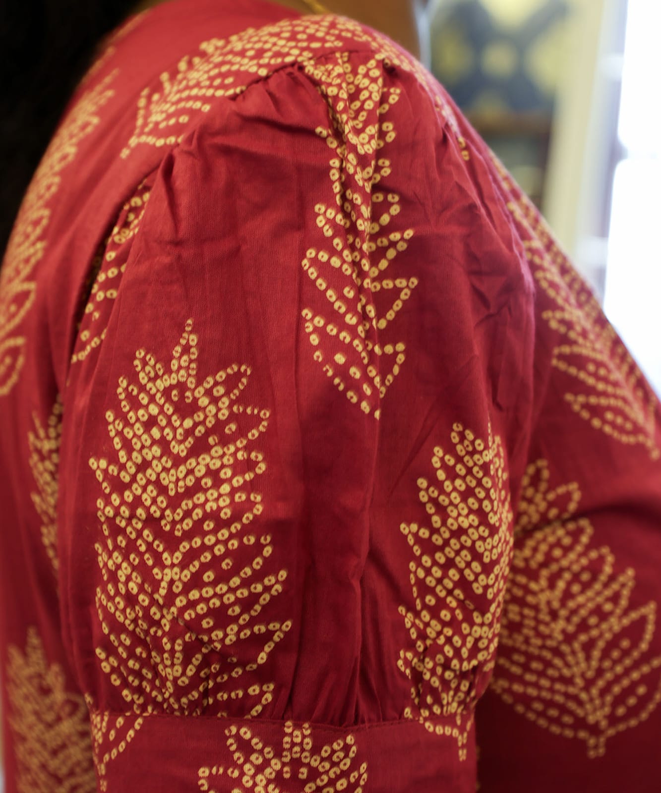 Cotton Frock Rani Pink Leaf - Image 3