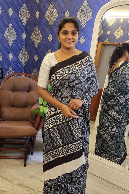 black-saree-with-white