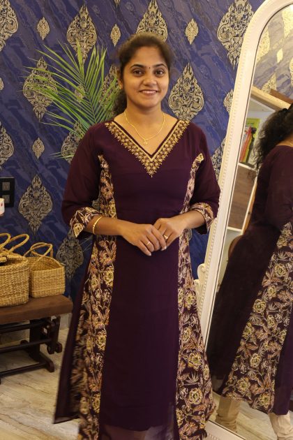 Black Jewel Neck Kurti