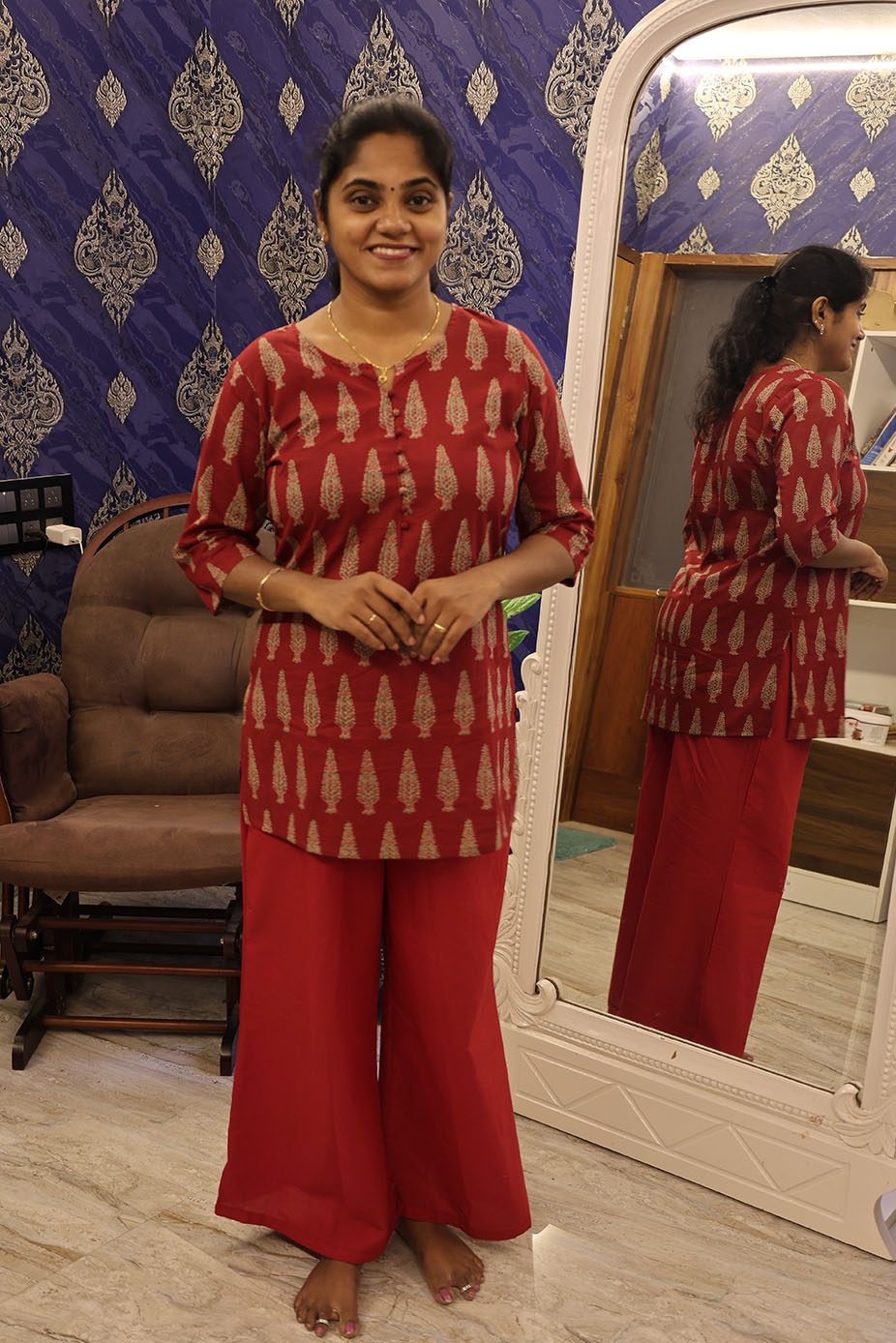 Pyjama Set Maroon - Image 2