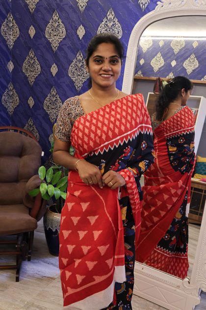 red-with-black-sarees