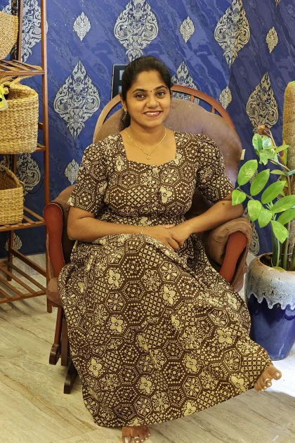 Cotton breathable Frocks Brown-new