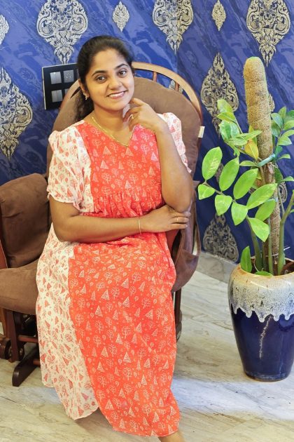 Georgette Frock White with Red