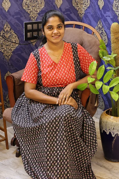 Cotton Nighty Non Feeding Black with Red