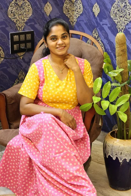 Cotton Nighty Non Feeding Pink with yellow