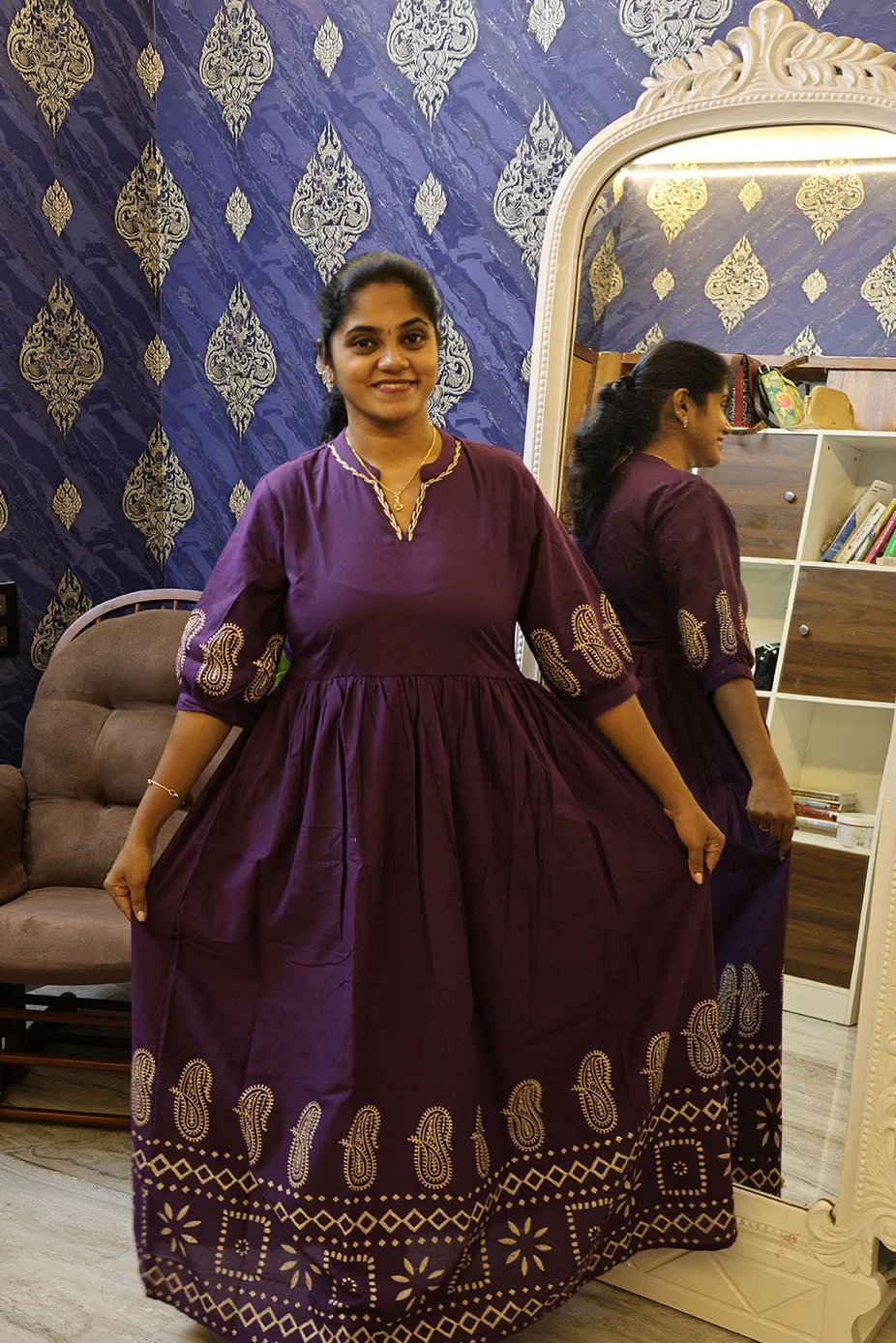 full-leght-cotton-frock-purple