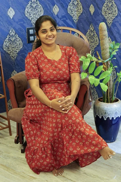 A Line Cotton Night Gown Maroon Floral