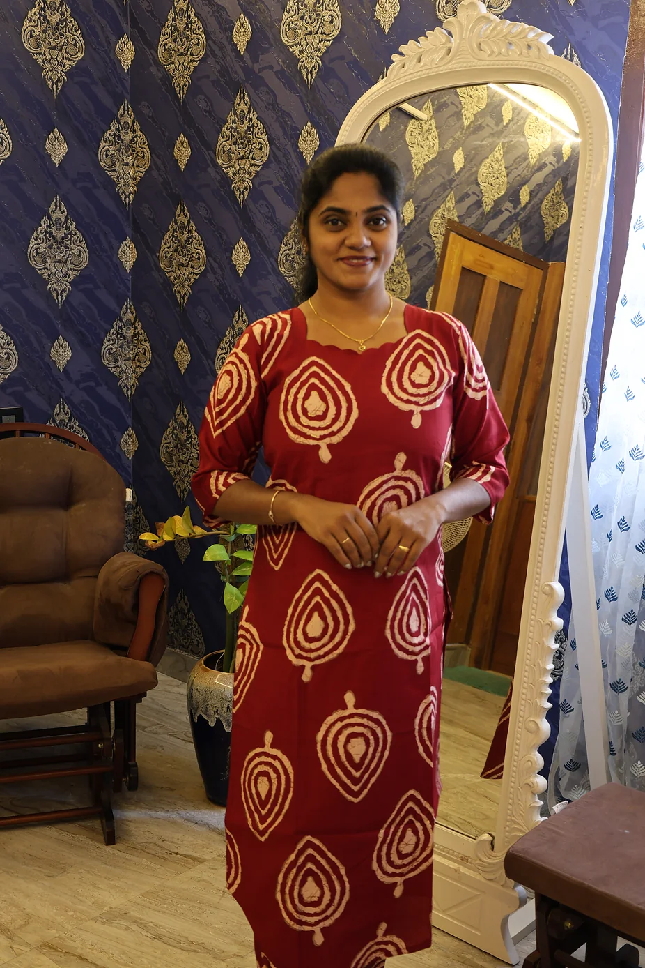 Premium Shining Co Ord Set Deep Red - Image 2