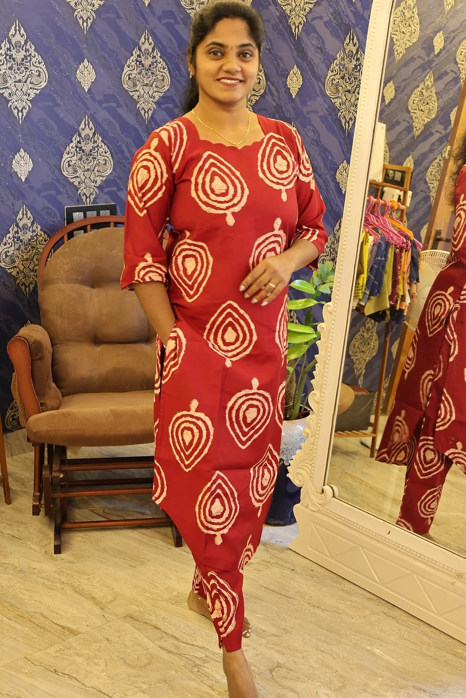 Premium Shining Co Ord Set Deep Red - Image 3