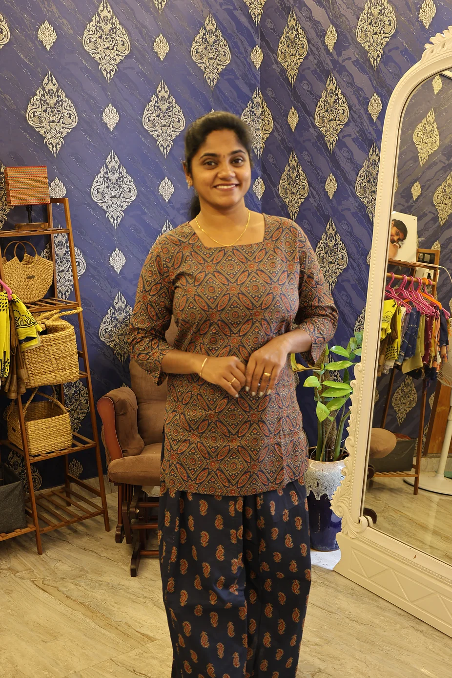 Cotton Palazzo Set Indigo Blue - Image 2