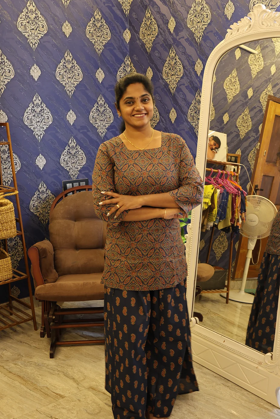 Cotton Palazzo Set Indigo Blue - Image 3