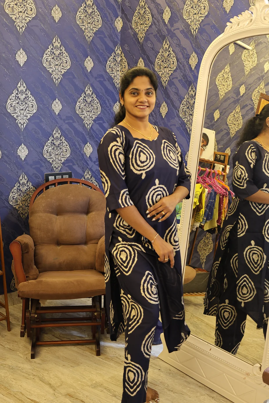 Premium Shining Co Ord Set Navy Blue - Image 2