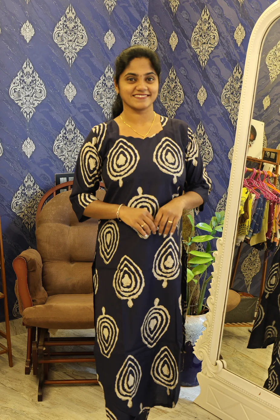 Premium Shining Co Ord Set Navy Blue - Image 3